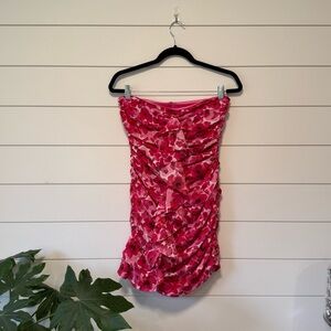 Revolve More to Come Natalie Strapless Mini Dress Pink Floral Feminine Ruffle S